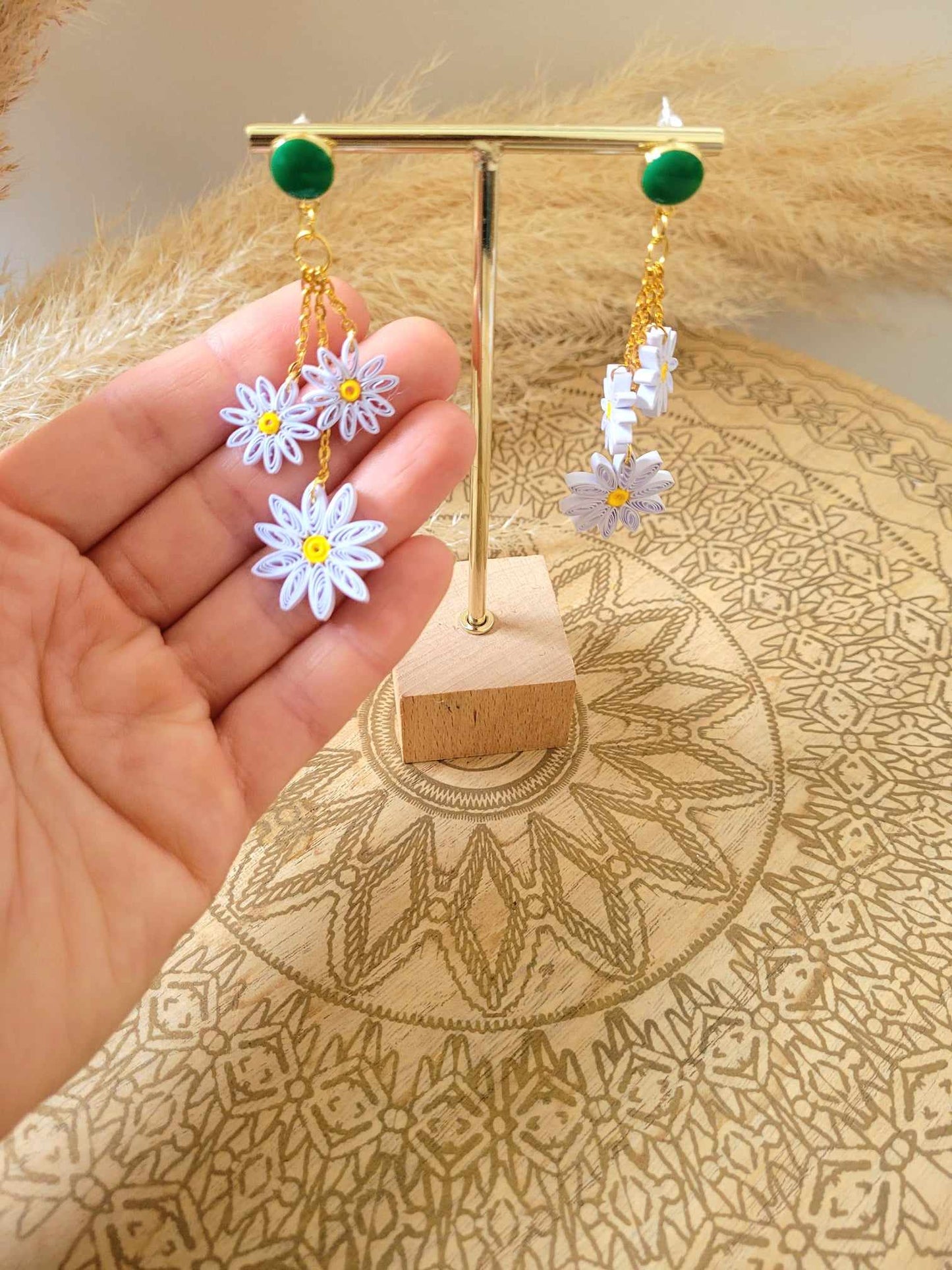 Boucles d'oreille Trio de Marguerites