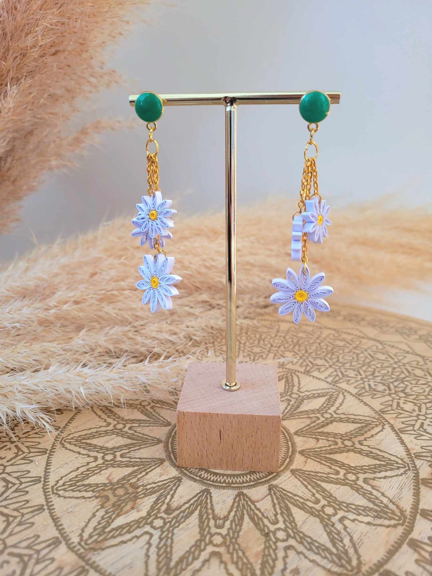 Boucles d'oreille Trio de Marguerites